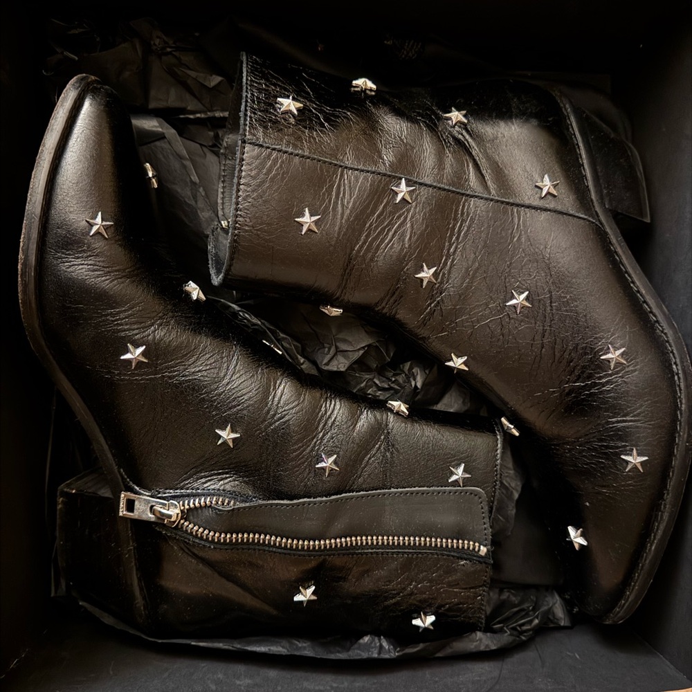 Zadig & Voltaire Black Ankle Boots with Silver Stars